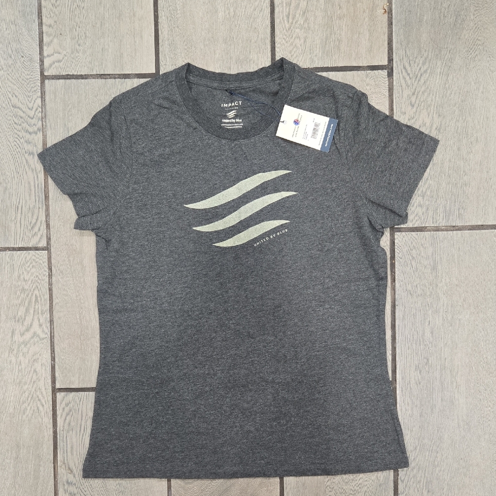 NWT United By Blue Gray‎ and Black Fitted Short Sleeve T-Shirt-L T6869